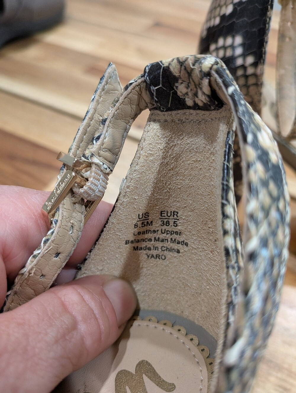Sam‎ Edelman Heels Size 8.5 Snakeskin Ankle Strap Block Heel Y2K Animal Print - Picture 6 of 6